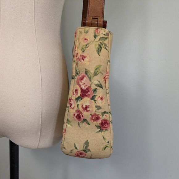 Fossil Bag Purse Yellow Floral Pink Leather Vintage Y2K Rose Cottage Grunge - Picture 5 of 16